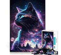 Rompecabezas de 1000 Piezas para Adultos Gato,Galaxia,Corte nítido,Manualidades,Juego de concentración,Regalo,Juego de Ocio,Escena navideña,Arte (38x26cm)
