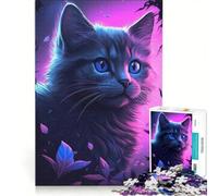 Rompecabezas de 1000 Piezas para Adultos: Gato/Gatito Que Brilla en la Oscuridad, Juegos Divertidos, interacción Entre Padres e Hijos, con póster y Hoja de Preguntas a Juego 50x75cm