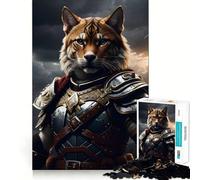 Rompecabezas de 1000 Piezas para Adultos Gato Guerrero,Resistente,de Ajuste, Juguete para desarrollar la Capacidad cognitiva,Ideal para Relajarse y como Regalo Festivo (38x52cm)
