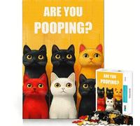 Rompecabezas de 1000 Piezas para Adultos Gato Haciendo Caca,decoración de Corte Limpio,Juguete para Entrenar el Pensamiento,Juego de Ocio,Regalo Festivo (38x26cm)