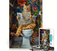 Rompecabezas de 1000 Piezas para Adultos Gato Haciendo Sus Necesidades Decoración práctica y Divertida Juguete para ejercitar la Mente Regalo navideño Ideal para Pasar un Buen rato (50x75cm)