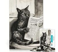 Rompecabezas de 1000 Piezas para Adultos Gato Haciendo Sus Necesidades Juguete Decorativo de construcción Juego de Paz Regalo de cumpleaños (38x52cm)