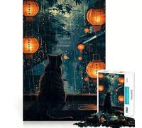 Rompecabezas de 1000 Piezas para Adultos Gato,Luna,Noche,Animales,Corte Exacto,Arte,Juego Creativo,Juego de Ocio,Divertido,Regalo de Cumpleaños (38x52cm)