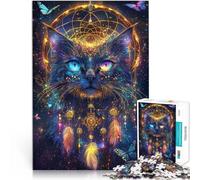 Rompecabezas de 1000 Piezas para Adultos Gato mágico de fantasía Madera，para y a Partir de 14 años Juego de desafío único Una Obra de Arte。tamaño：50x75cm/19.68x29.52pulgada