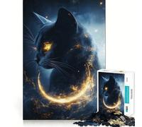 Rompecabezas de 1000 Piezas para Adultos Gato Mágico Negro,Juego de Bordes Limpios,Juego de Habilidad Lógica,Juego de Juego Inactivo,Exhibición de Arte Navideño 38x52cm