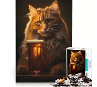 Rompecabezas de 1000 Piezas para Adultos Gato Maine Coon Taberna Cerveza Juego práctico para Mejorar la Memoria cumpleaños 50x75cm