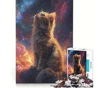 Rompecabezas de 1000 Piezas para Adultos: Gato Mirando Las Estrellas Juguete antiestrés Un Reto difícil Toda la Familia 38x52cm