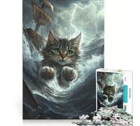 Rompecabezas de 1000 Piezas para Adultos Gato Monstruo en el Mar Juegos Educativos Difíciles y Retos Juego de Reto Único 38x26cm