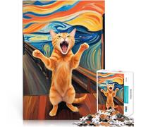Rompecabezas de 1000 Piezas para Adultos Gato Naranja El Grito Juguetes educativos de Aprendizaje Regalo para cumpleaños 38x26cm