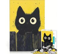 Rompecabezas de 1000 Piezas para Adultos: Gato Negro Curioso, Juegos educativos, decoración para el hogar, colección de Artistas, Bellas Artes 38x26cm