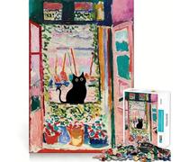 Rompecabezas de 1000 Piezas para Adultos Gato Negro en la Ventana Abierta Piezas de fácil Montaje Divertido y fácil de armar Regalo Ideal para Disfrutar de un Momento de Paz Decoración de cumpleaños