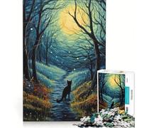 Rompecabezas de 1000 Piezas para Adultos: Gato Negro, Naturaleza exuberante, Juego práctico, Entrena tu Cerebro y Tus Manos, Cada Pieza es única 38x52cm