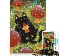 Rompecabezas de 1000 Piezas para Adultos Gato Negro y el Elfo Juego de Bordes Juego cognitivo Regalo Ideal para Jugar sin Hacer Nada Juego de cumpleaños Actividad (50x75cm)