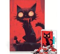 Rompecabezas de 1000 Piezas para Adultos: Gato Oscuro Anormal, Juego práctico, Carrera de Velocidad Manual, con Piezas de Formas aleatorias Que encajan Perfectamente 38x26cm