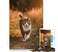 Rompecabezas de 1000 Piezas para Adultos Gato paseando al Atardecer Juego de Habilidad Mental para armar con precisión Tiempo de Juego Tranquilo (38x26cm)