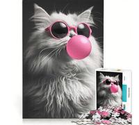 Rompecabezas de 1000 Piezas para Adultos Gato Persa con Chicle Juego Familiar Divertido y con Humor un desafío único 50x75cm
