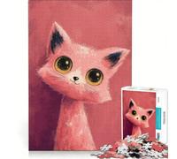 Rompecabezas de 1000 Piezas para Adultos Gato Rosa de Dibujos Animados con Ojos Grandes Juguetes para armar colección de Artistas Bellas Artes 50x75cm