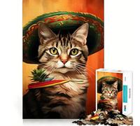 Rompecabezas de 1000 Piezas para Adultos Gato Sombrero,Juego de Habilidad Mental,Divertido y Relajante, (50x75cm)