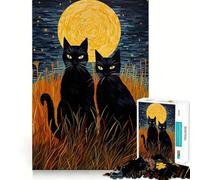Rompecabezas de 1000 Piezas para Adultos Gato Van Gogh,diseño de Corte preciso,Ideal para Resolver Problemas Divertido Juego para Pasar el rato Decoración navideña (50x75cm)