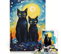 Rompecabezas de 1000 Piezas para Adultos: Gato Van Gogh, Juego de ingenio, desafiante para completar, fortalece el Amor Entre Parejas 50x75cm
