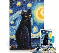 Rompecabezas de 1000 Piezas para Adultos: Gato Van Gogh, Juego de ingenio, desafiante para completar, fortalece el Amor Entre Parejas 50x75cm
