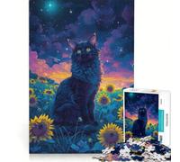 Rompecabezas de 1000 Piezas para Adultos: Gato Van Gogh, Juego Educativo, desafío difícil, fortalece el Amor Entre Parejas 38x26cm