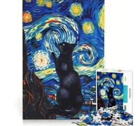 Rompecabezas de 1000 Piezas para Adultos: Gato Van Gogh, Juego Educativo, desafío difícil, fortalece el Amor Entre Parejas 38x52cm