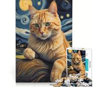 Rompecabezas de 1000 Piezas para Adultos, Gato Van Gogh, Juego Imposible, Interacción Entre Padres e Hijos, para cumpleaños, Navidad 38x52cm