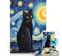 Rompecabezas de 1000 Piezas para Adultos, Gato Van Gogh, Juego Imposible, Interacción Entre Padres e Hijos, para cumpleaños, Navidad 38x26cm