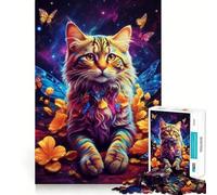 Rompecabezas de 1000 Piezas para Adultos Gato y Mariposa pequeña,diseño de Corte preciso,Juego de concentración,Regalo,Juego de Ocio,Escena navideña (38x26cm)
