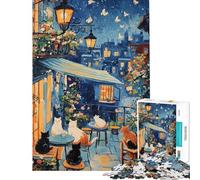 Rompecabezas de 1000 Piezas para Adultos Gatos en un balcón Parisino Rompecabezas para Adultos Juegos relajantes Regalo de cumpleaños difícil y desafiante (tamaño 38x52cm)