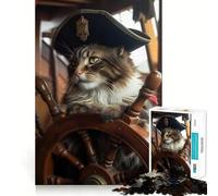 Rompecabezas de 1000 Piezas para Adultos Gatos Piratas II Diversión con articulaciones Suaves Juego para ejercitar la Mente Juego Casual para divertirse en cumpleaños (38x52cm)