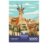 Rompecabezas De 1000 Piezas para Adultos Gazelle Mother and Fawn Rompecabezas para Adolescentes Juguetes Antiestrés Patrón De Ensamblaje Cumpleaños 38x26cm/1000pcs
