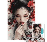 Rompecabezas de 1000 Piezas para Adultos Geisha con máscaras de Oni Rompecabezas para Adultos Juegos relajantes análisis y lógica Actividades Divertidas para Hacer en casa (tamaño 38x26cm)