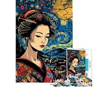 Rompecabezas de 1000 Piezas para Adultos Geisha de Japón Van Gogh Rompecabezas para Adultos Juego de ingenio antiestrés interacción Entre Padres e Hijos (tamaño 38x52cm)