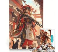 Rompecabezas de 1000 Piezas para Adultos: Geisha guardiana Felina, Juego práctico, decoración para el hogar, cumpleaños y Navidad 50x75cm