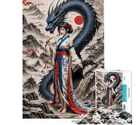 Rompecabezas de 1000 Piezas para Adultos Geisha la susurradora de Dragones Rompecabezas para Adultos Juegos relajantes Divertidos y con Humor para Disfrutar en casa (Tamaño 50x75cm)