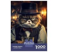Rompecabezas De 1000 Piezas para Adultos Gentleman Grumpy Cat Rompecabezas para Adultos Juguetes DIY Una Obra De Arte Regalo De Cumpleaños, Regalos, 52x38cm/1000pcs