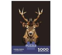 Rompecabezas De 1000 Piezas para Adultos Geometric Deer Head Wall Art Print Rompecabezas para Adultos Juegos Familiares Una Obra De Arte Ayuda A Ejercitar El Cerebro 52x38cm/1000pcs