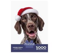 Rompecabezas De 1000 Piezas para Adultos German Shorthaired Pointer Dog with Santa Hat Rompecabezas para Adolescentes Juego Práctico Desafío Difícil Regalo De Cumpleaños, Regalos, 52x38cm/1000pcs