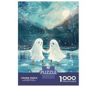 Rompecabezas De 1000 Piezas para Adultos Ghost Couple Ice Skating Winter Snow Rompecabezas Juegos Familiares Difícil Difícil Cumpleaños Y Navidad 38x26cm/1000pcs