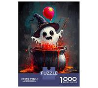 Rompecabezas De 1000 Piezas para Adultos Ghostly Witch in Cauldron Rompecabezas para Adultos Juguetes Antiestrés Carrera De Velocidad Manual Interacción Entre Padres E Hijos 38x26cm/1000pcs