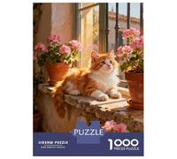 Rompecabezas De 1000 Piezas para Adultos Ginger Cat by The Window Rompecabezas para Adultos Juegos Relajantes Pero Divertidos Y Humorísticos Desafiante De Completar 70x50cm/1000pcs