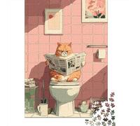Rompecabezas De 1000 Piezas para Adultos Ginger Cat Reading Newspaper Rompecabezas para Adultos Juegos Familiares Decoración Desafiante De Completar 38x26cm/1000pcs