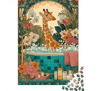 Rompecabezas De 1000 Piezas para Adultos Giraffe Bath Time Oasis Rompecabezas para Adultos Juegos Familiares para La Diversión Familiar Regalo De Cumpleaños, Regalos, 70x50cm/1000pcs