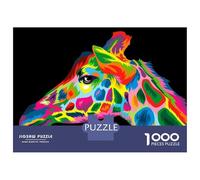 Rompecabezas De 1000 Piezas para Adultos Giraffe Colorful Popart Rompecabezas para Adultos Juego Práctico Ensamblaje De Patrones Desafiante De Completar 52x38cm/1000pcs