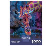 Rompecabezas De 1000 Piezas para Adultos Giraffe Drinking Water Rompecabezas para Adultos Juego Familiar Análisis Y Lógica Difícil Y Desafiante 52x38cm/1000pcs