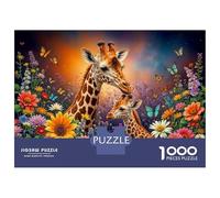 Rompecabezas De 1000 Piezas para Adultos Giraffe Family in Flowers Rompecabezas Juguetes Antiestrés Decoración del Hogar Difícil Y Desafiante 52x38cm/1000pcs