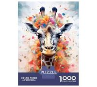 Rompecabezas De 1000 Piezas para Adultos Giraffe in Colorful Ink Rompecabezas para Adultos: Análisis Práctico del Juego Y Lógica, Toda La Familia 52x38cm/1000pcs