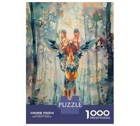 Rompecabezas De 1000 Piezas para Adultos Giraffe in The Forest Rompecabezas para Adultos Juegos Divertidos Corte De Precisión Actividades Divertidas En Casa, 38x26cm/1000pcs